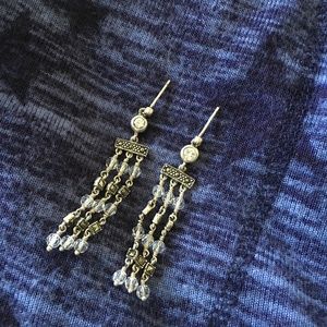 Vintage crystal & sterling silver earrings 2 1/4”.